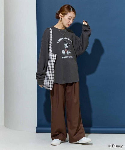 特別款/Mickey Mouse/米奇/華夫格印花長袖T恤