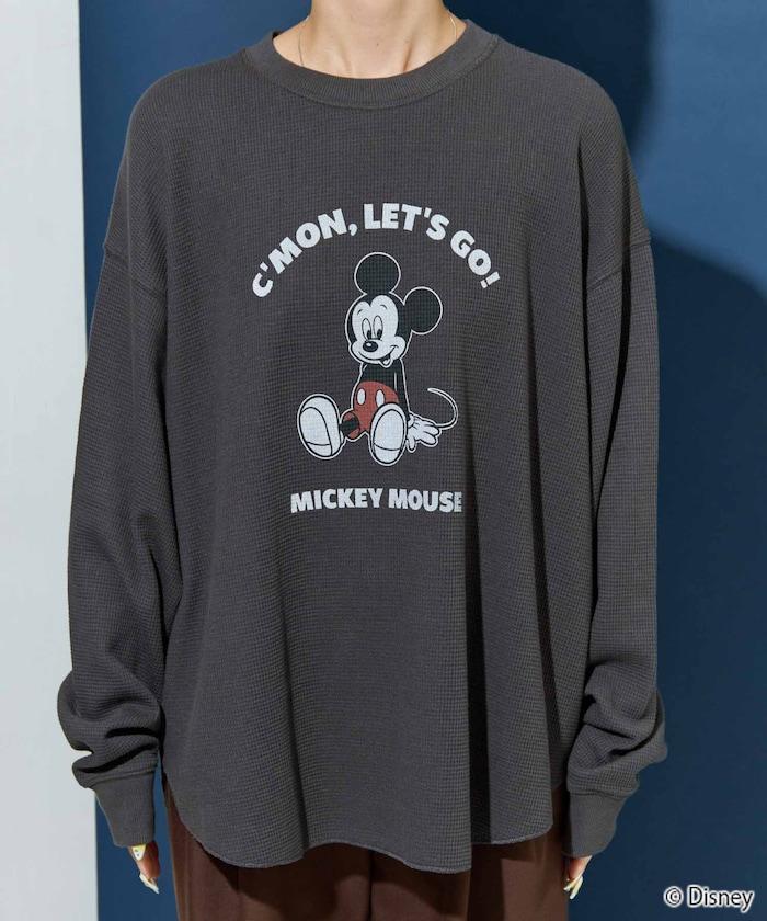 特別款/Mickey Mouse/米奇/華夫格印花長袖T恤