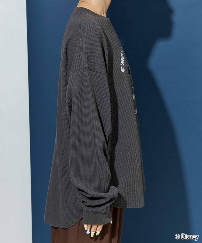 特別款/Mickey Mouse/米奇/華夫格印花長袖T恤