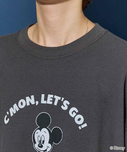 特別款/Mickey Mouse/米奇/華夫格印花長袖T恤