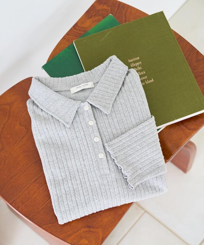 迷你麻花絨面翻領套頭衫