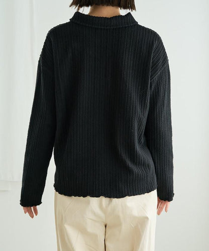 迷你麻花絨面翻領套頭衫