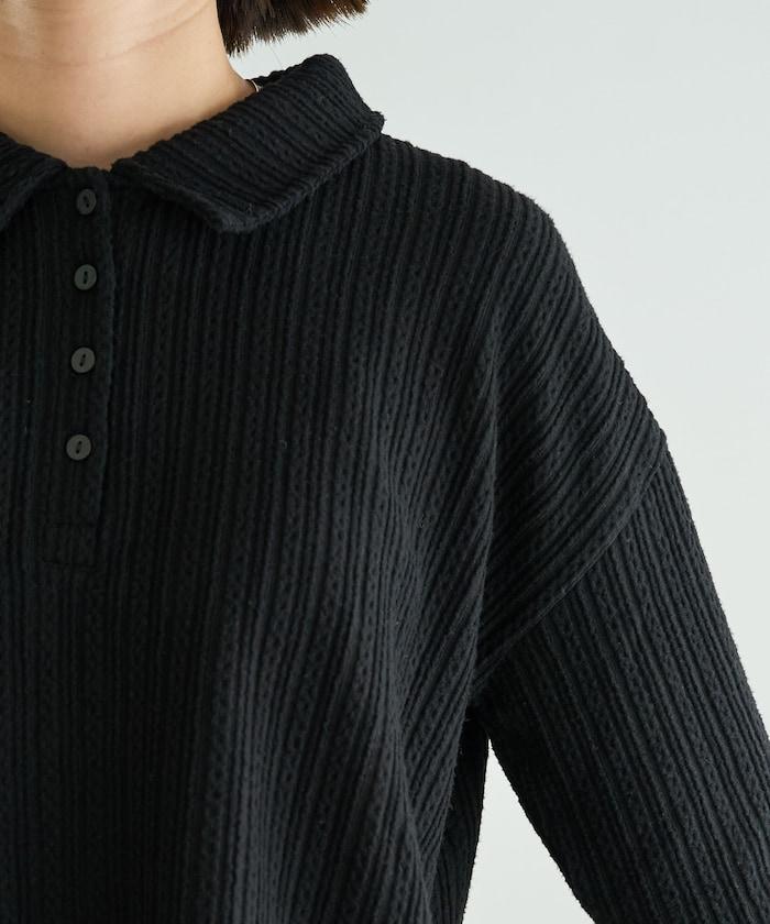 迷你麻花絨面翻領套頭衫