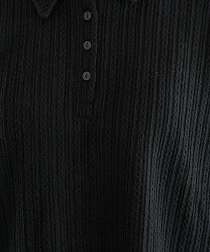 迷你麻花絨面翻領套頭衫