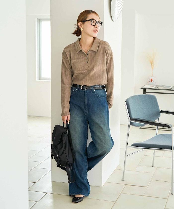 迷你麻花絨面翻領套頭衫