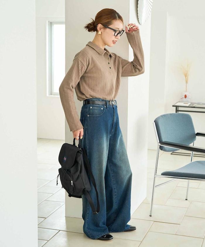 迷你麻花絨面翻領套頭衫