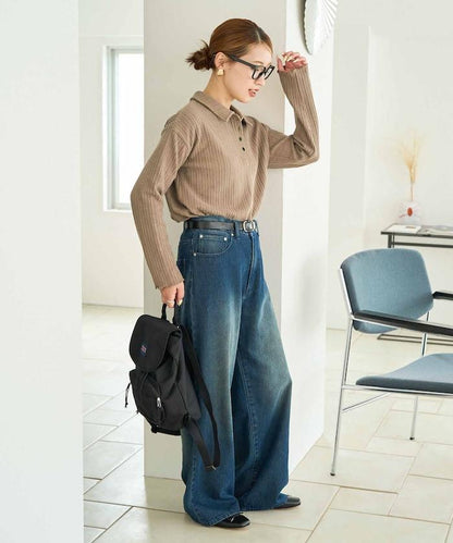 迷你麻花絨面翻領套頭衫