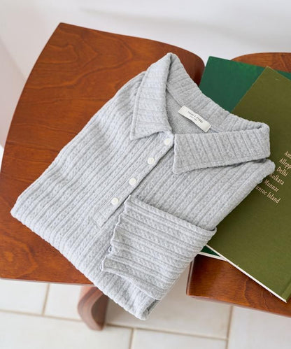 迷你麻花絨面翻領套頭衫