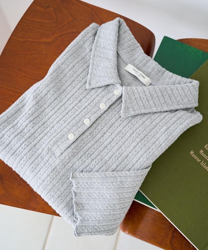 迷你麻花絨面翻領套頭衫