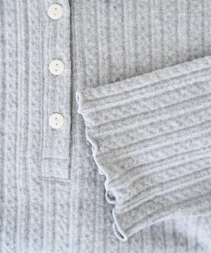 迷你麻花絨面翻領套頭衫