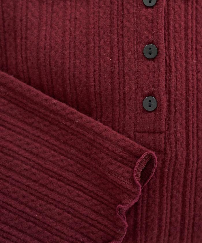 迷你麻花絨面翻領套頭衫