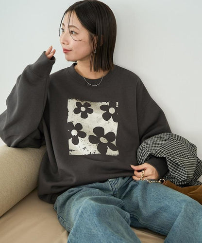 花卉箔印花衛衣套頭衫