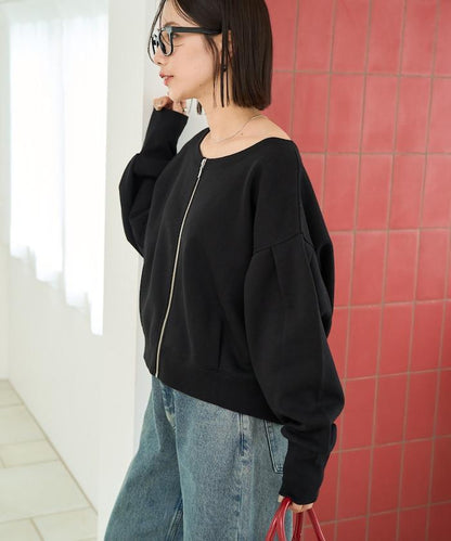 全拉鍊加絨短款開衫