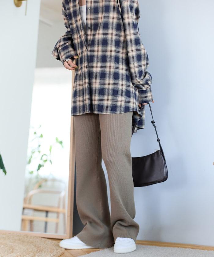 羅紋喇叭針織褲