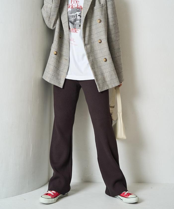 羅紋喇叭針織褲