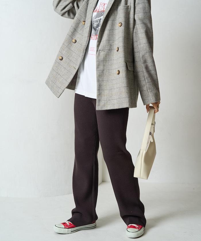 羅紋喇叭針織褲