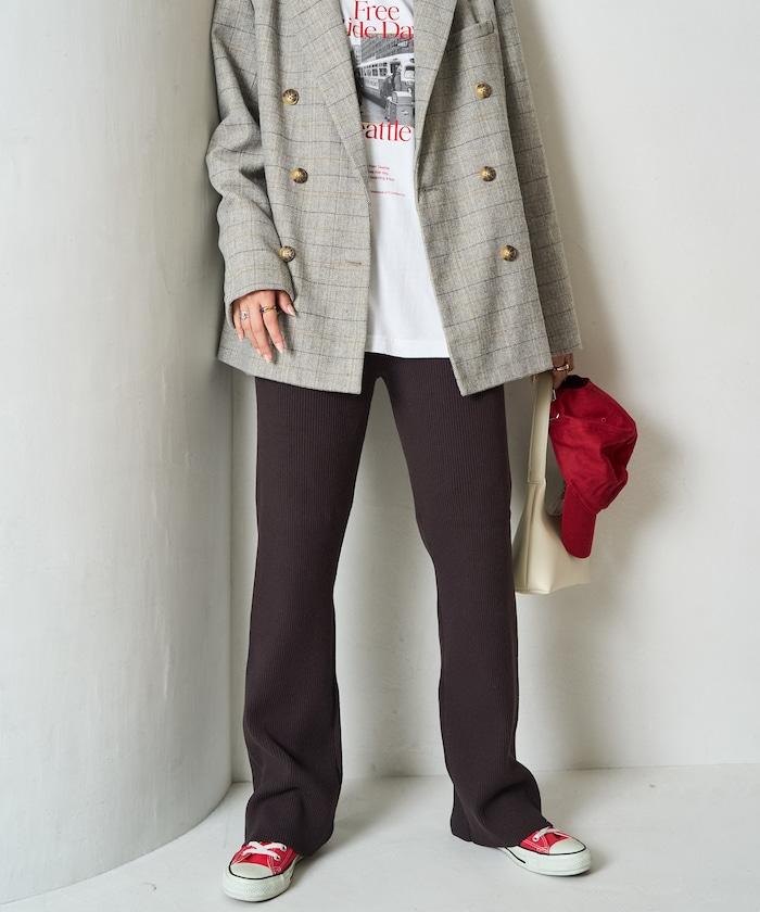 羅紋喇叭針織褲