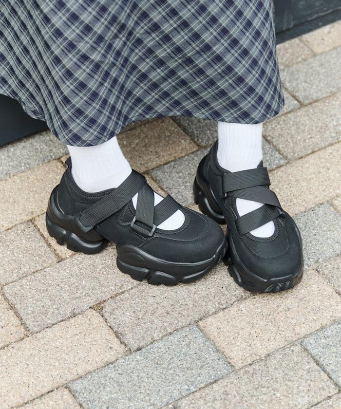 厚底交叉帶運動鞋
