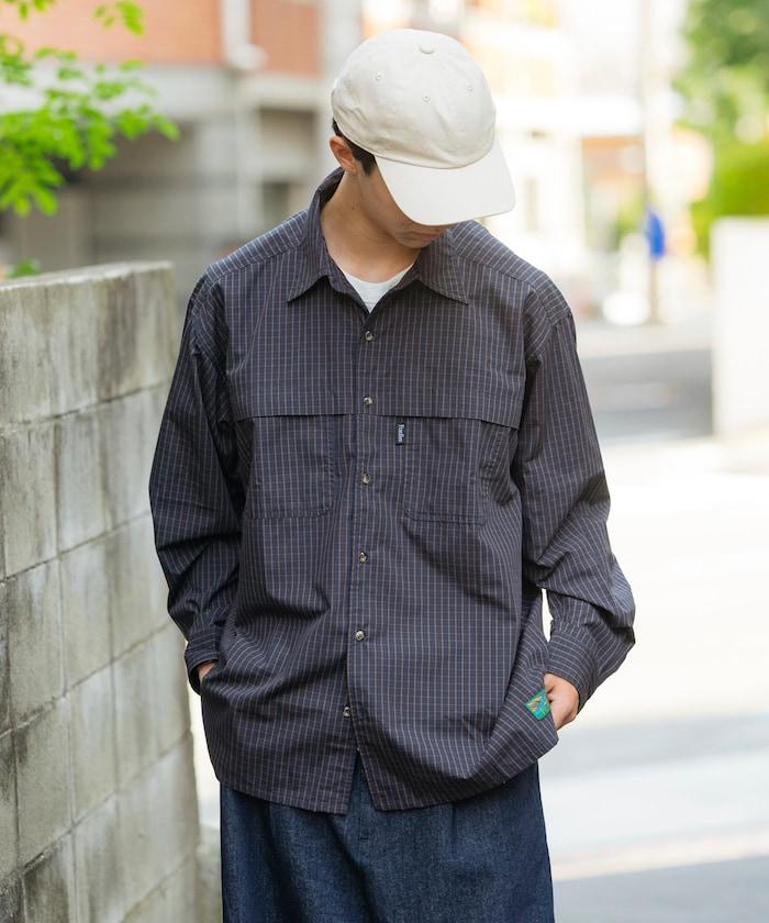 特別款釣魚口袋長袖格子襯衫