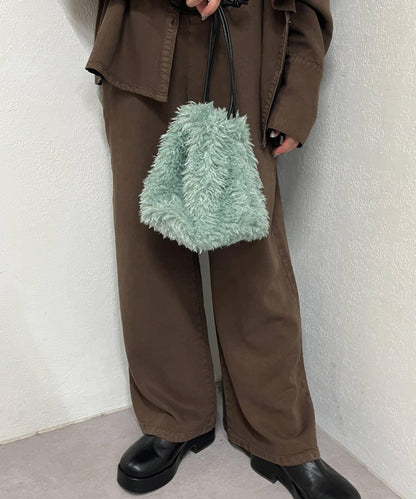 毛絨束口袋