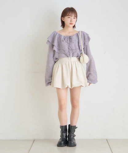 【mystic】[mline]荷葉邊褶皺雪紡襯衫