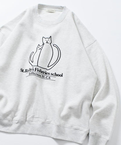 寬鬆版型 動物圖案刺繡 圓領衛衣