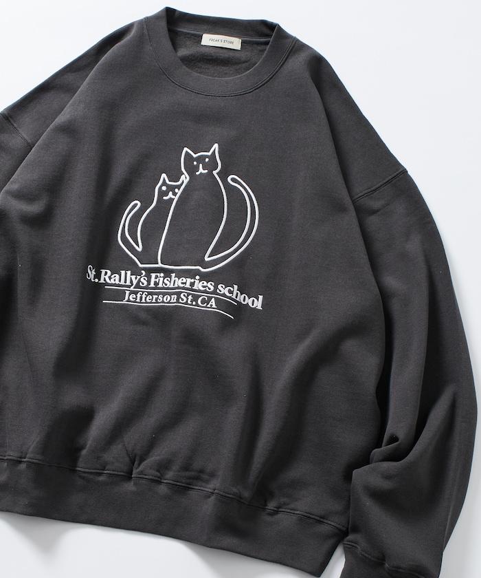 寬鬆版型 動物圖案刺繡 圓領衛衣