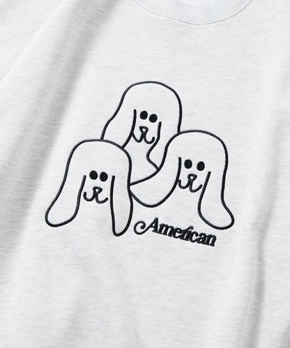 寬鬆版型 動物圖案刺繡 圓領衛衣