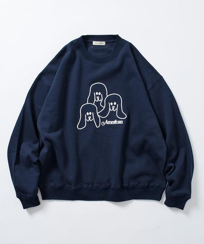 寬鬆版型 動物圖案刺繡 圓領衛衣