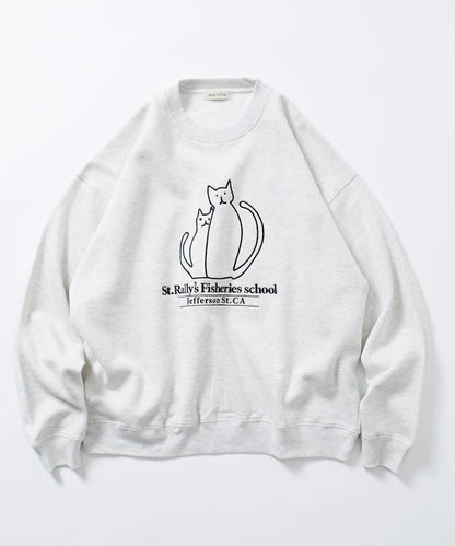 寬鬆版型 動物圖案刺繡 圓領衛衣