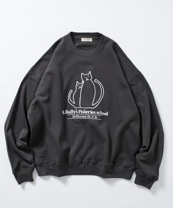 寬鬆版型 動物圖案刺繡 圓領衛衣