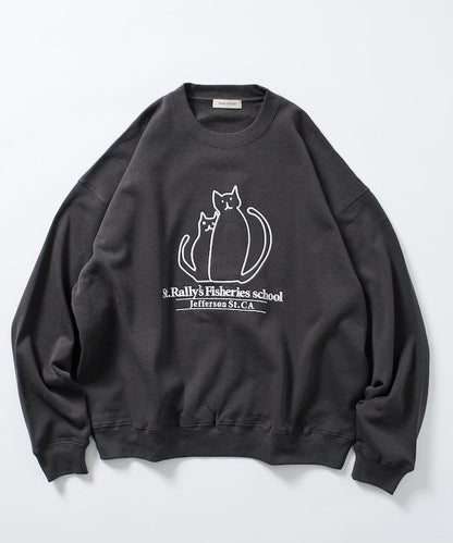 寬鬆版型 動物圖案刺繡 圓領衛衣