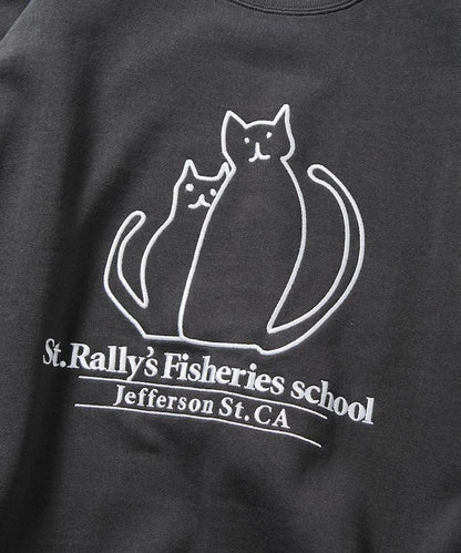 寬鬆版型 動物圖案刺繡 圓領衛衣