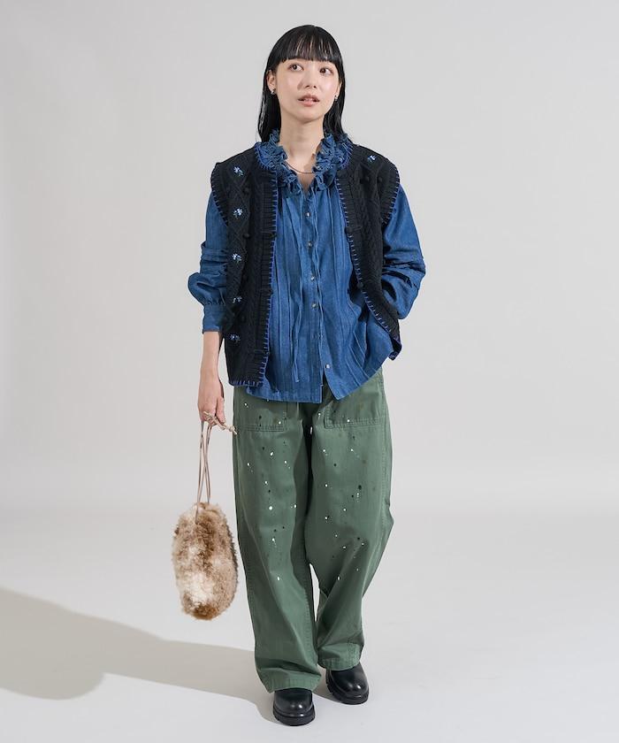 花卉刺繡針織背心