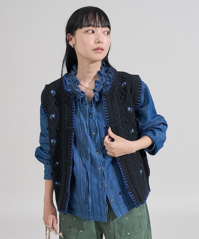 花卉刺繡針織背心