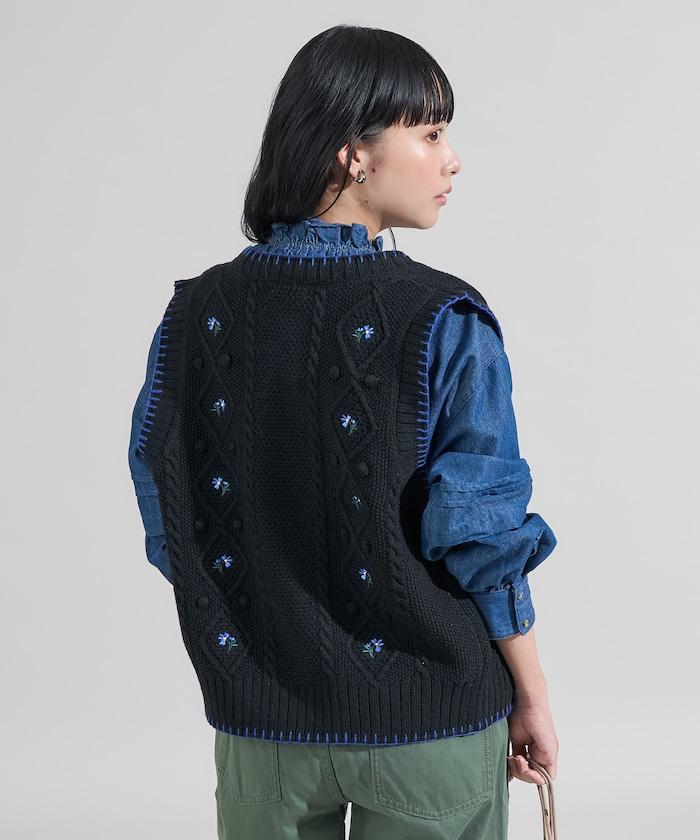 花卉刺繡針織背心