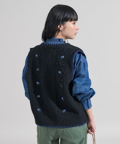 花卉刺繡針織背心