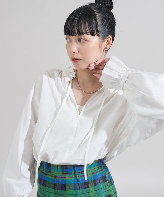 前後兩穿荷葉邊蝴蝶結襯衫