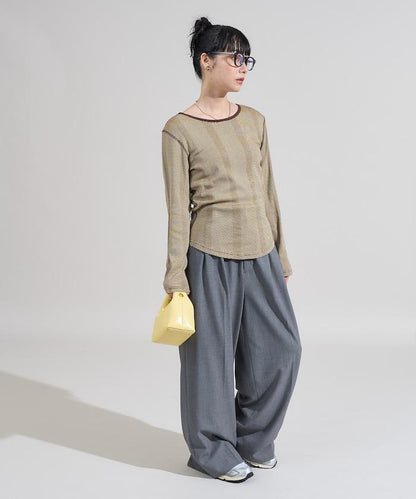 不規則羅紋條紋長袖T恤