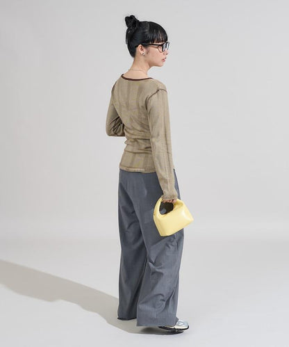 不規則羅紋條紋長袖T恤