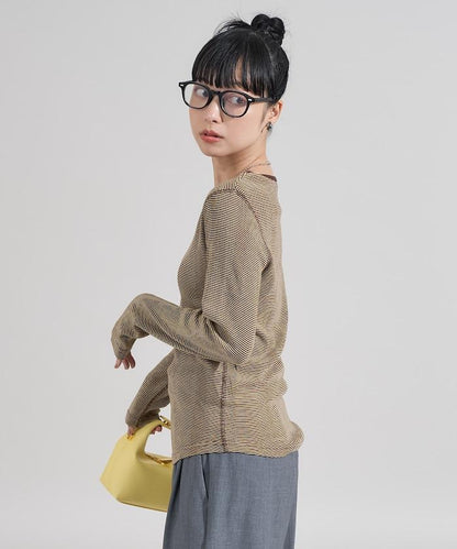 不規則羅紋條紋長袖T恤