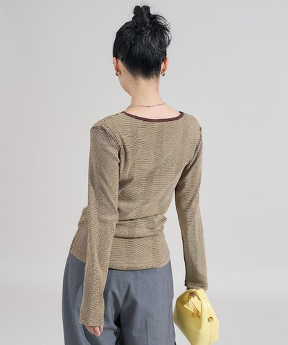 不規則羅紋條紋長袖T恤