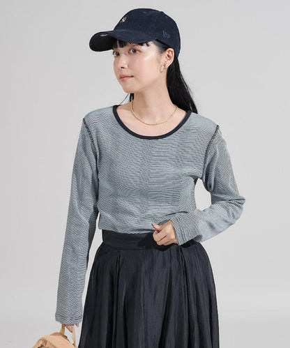 不規則羅紋條紋長袖T恤