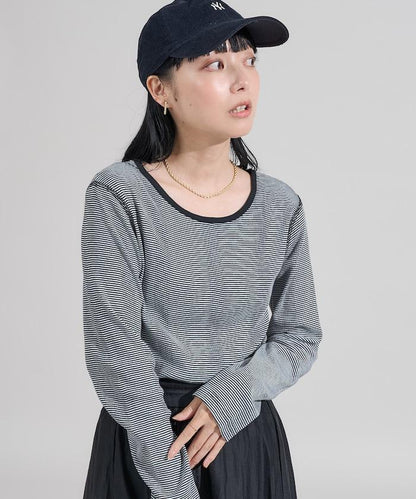 不規則羅紋條紋長袖T恤