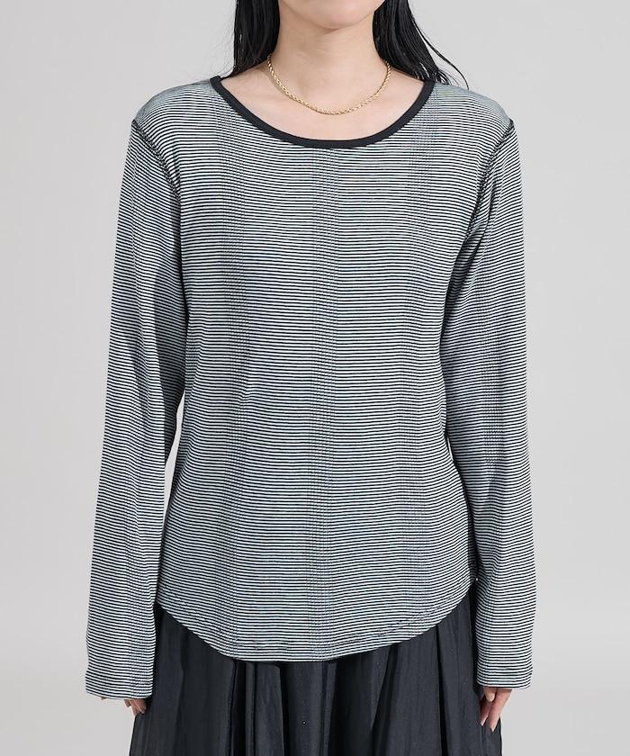 不規則羅紋條紋長袖T恤