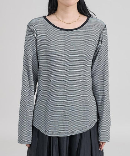 不規則羅紋條紋長袖T恤