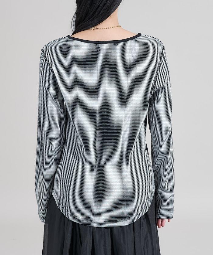 不規則羅紋條紋長袖T恤