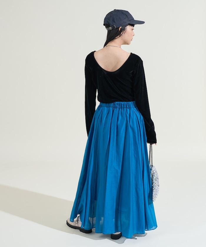 天鵝絨後背開口長袖T恤