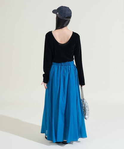 天鵝絨後背開口長袖T恤