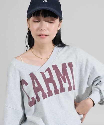 復古風V領字母印花衛衣